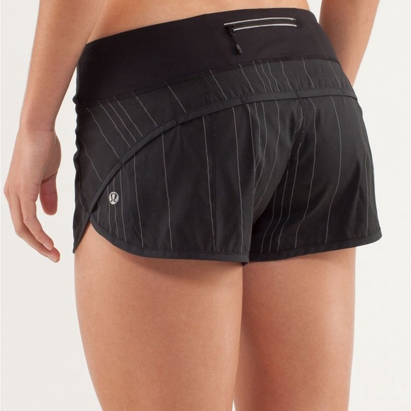 Two lululemon athletica Black Pinstripe Women's Athletic Shorts - Picture 2 of 9